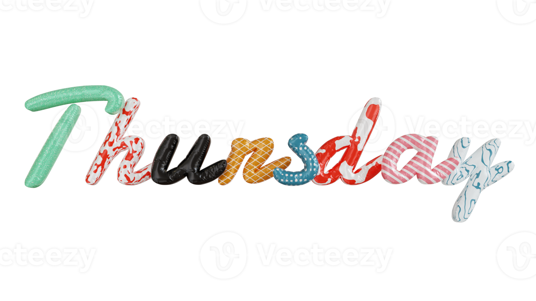 Thursday colorfull 3d text png