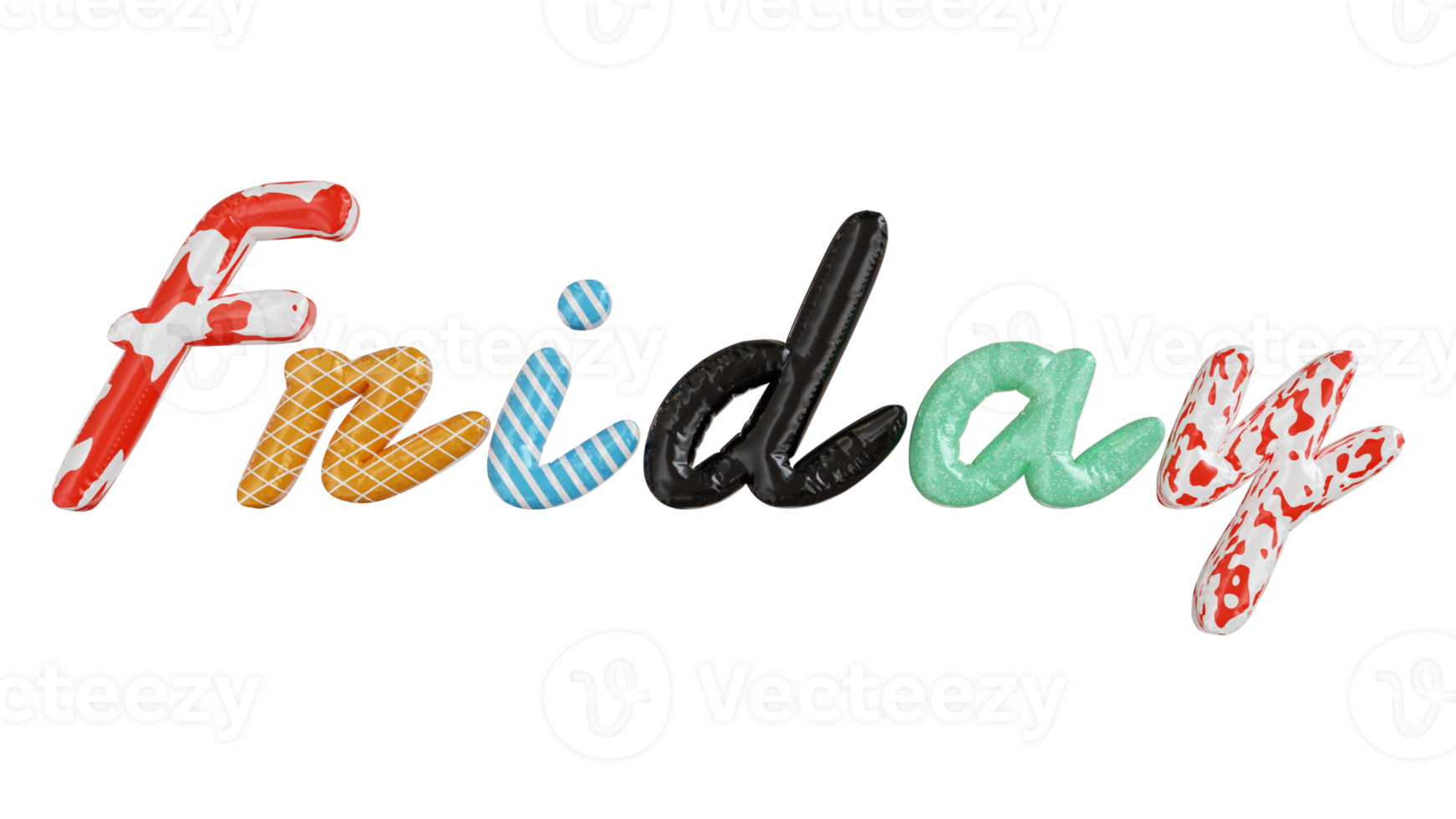 vendredi texte 3d coloré png