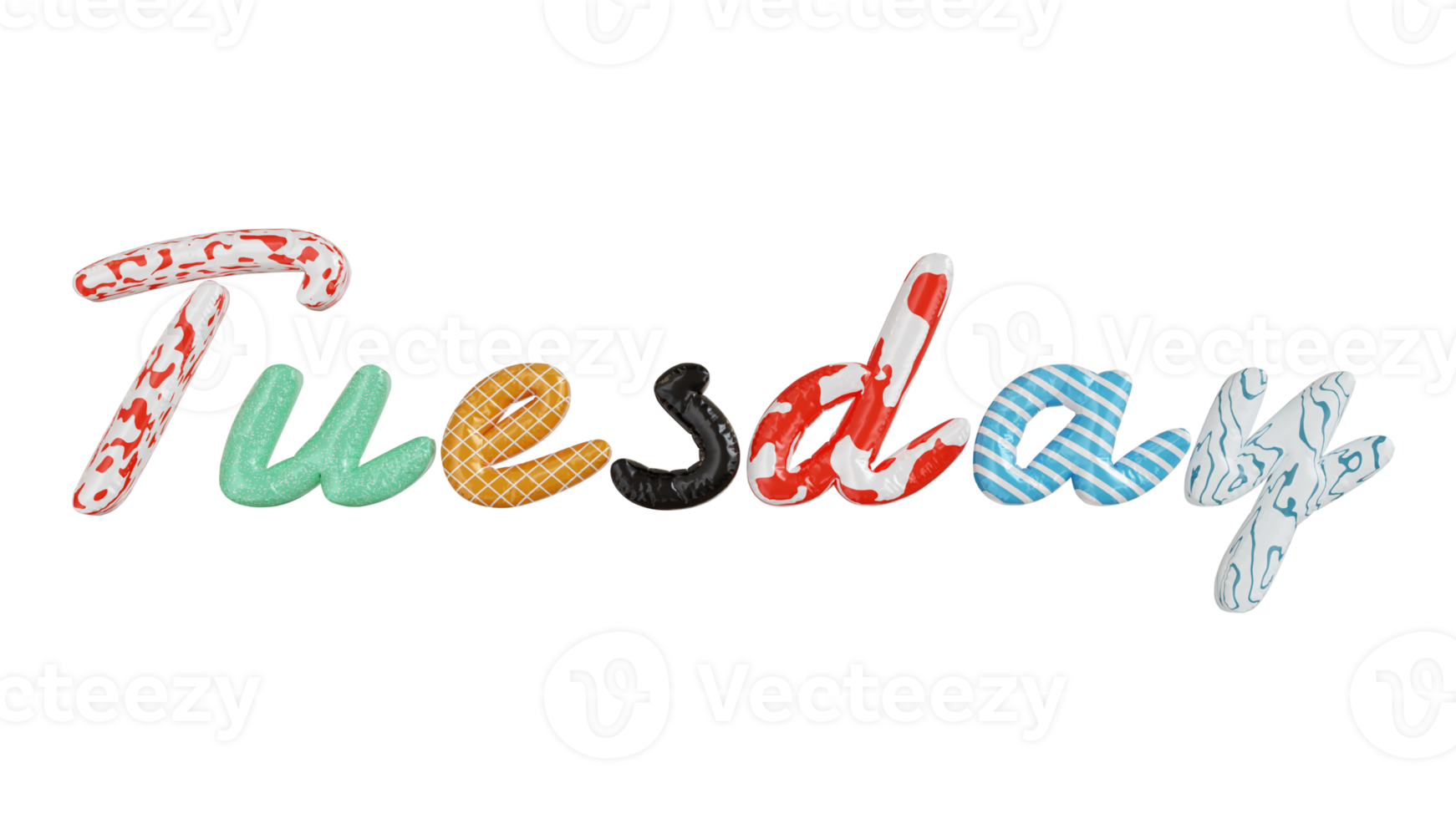 Tuesday colorfull 3d text png