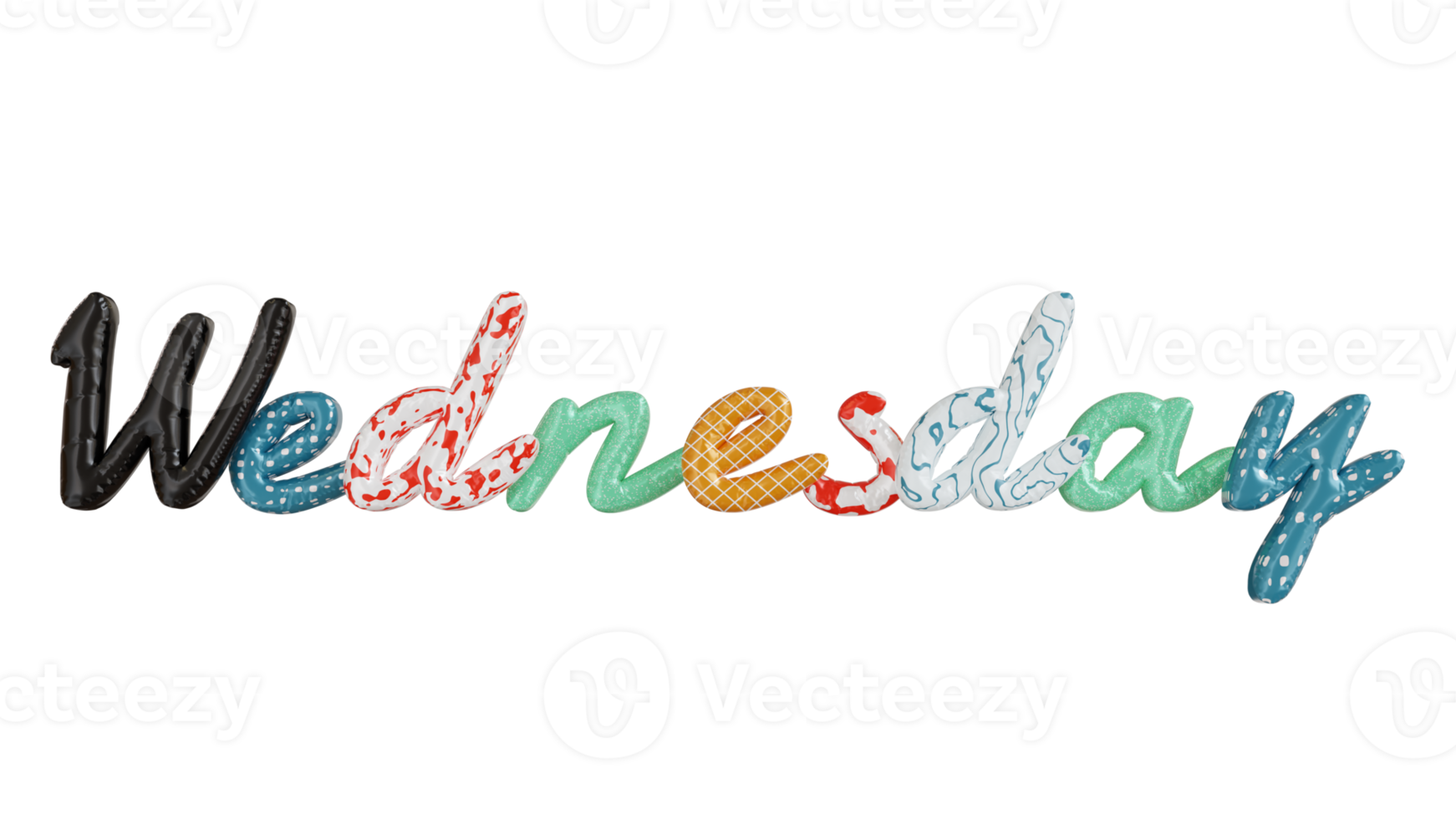 Wednesday colorfull 3d text png