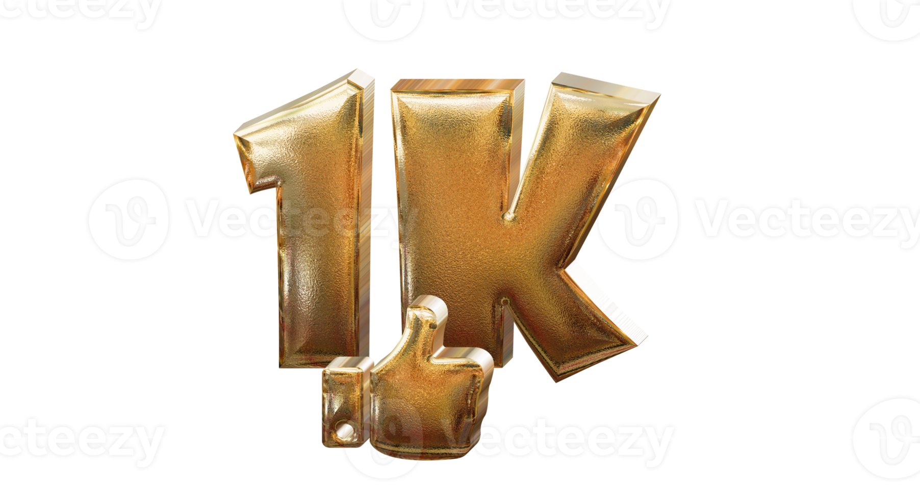 3d illustration 1 k gold number png