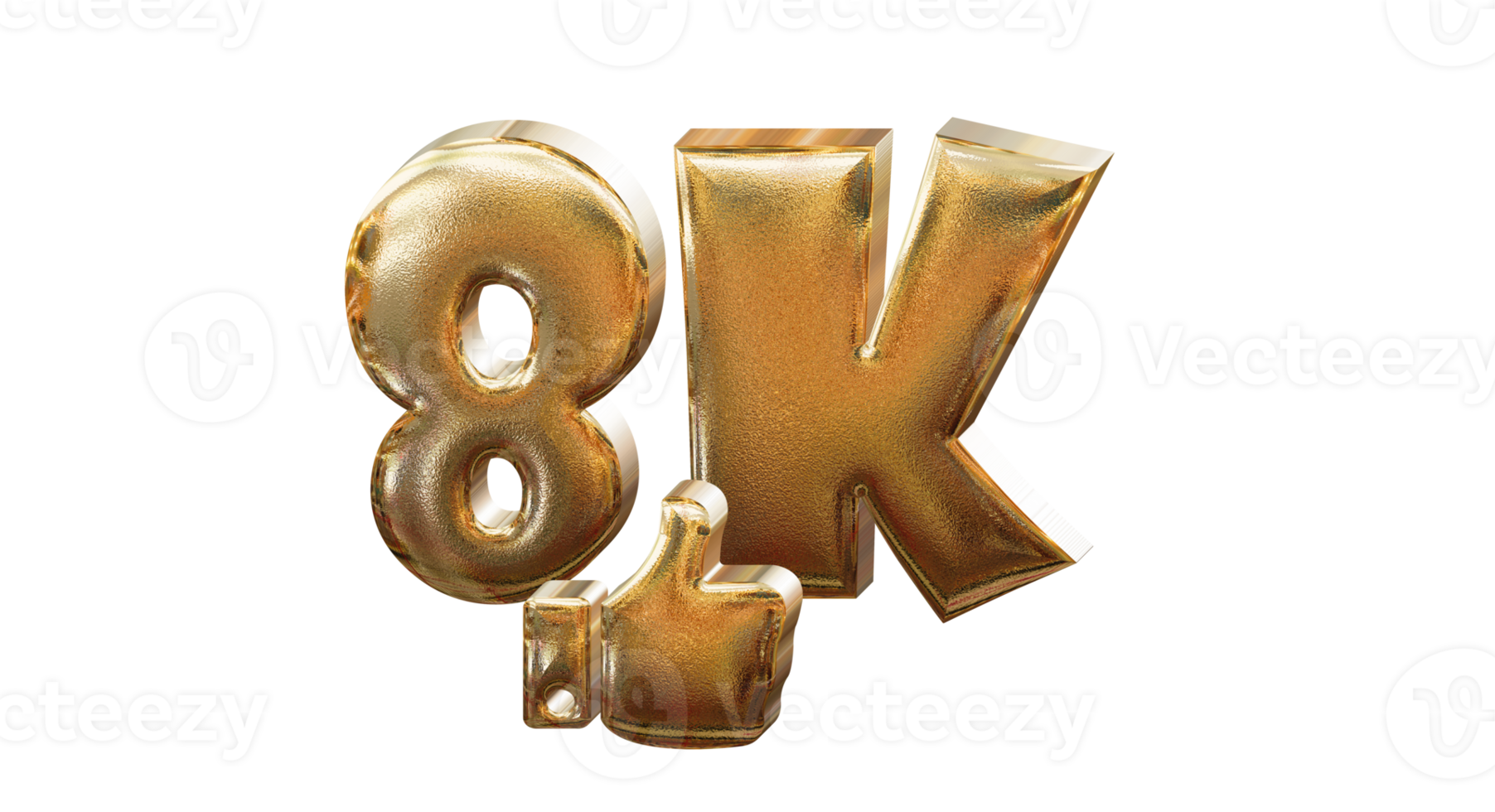 3d illustration 1 k gold number png