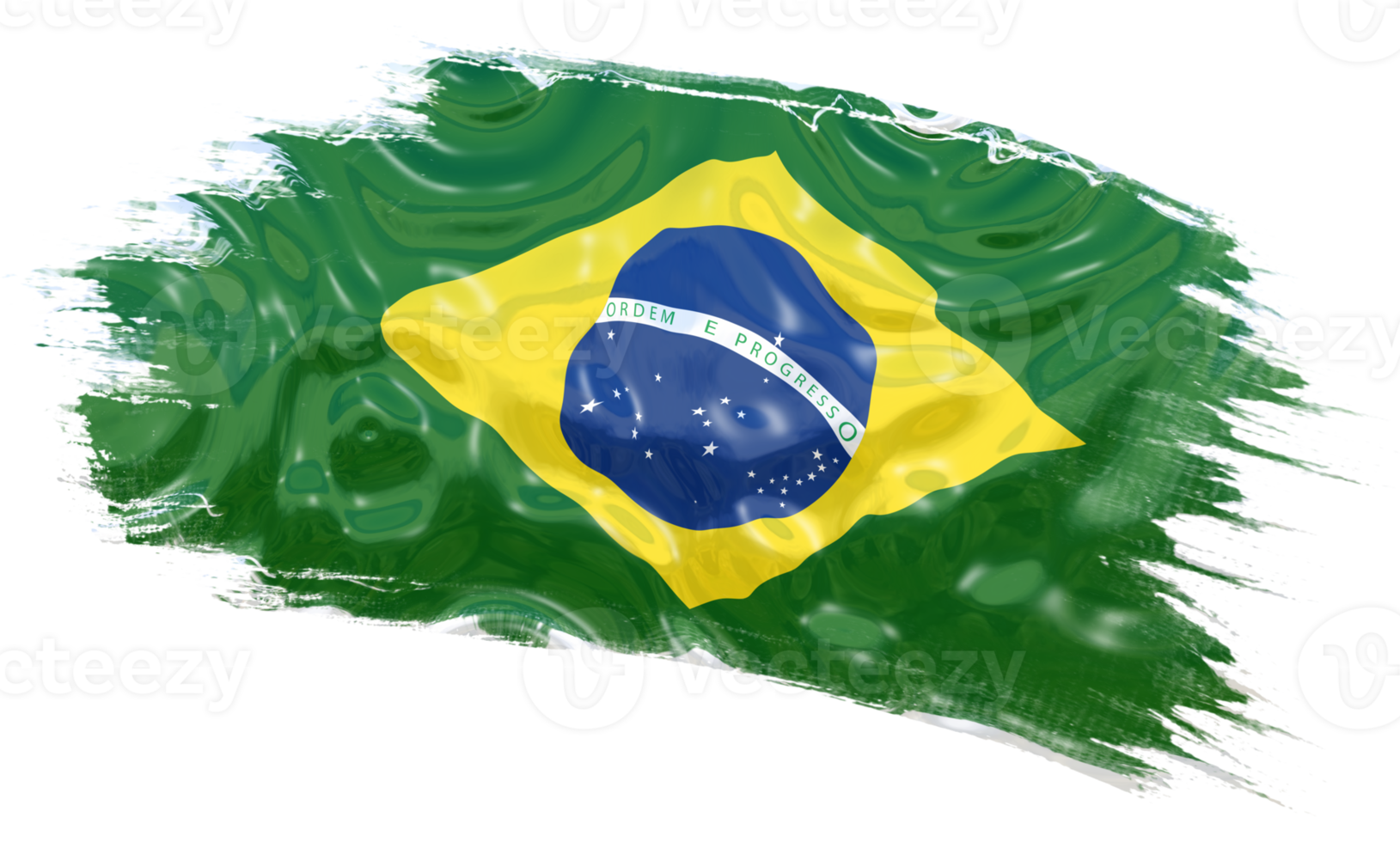 ilustração 3D da bandeira do brasil isolada no fundo branco