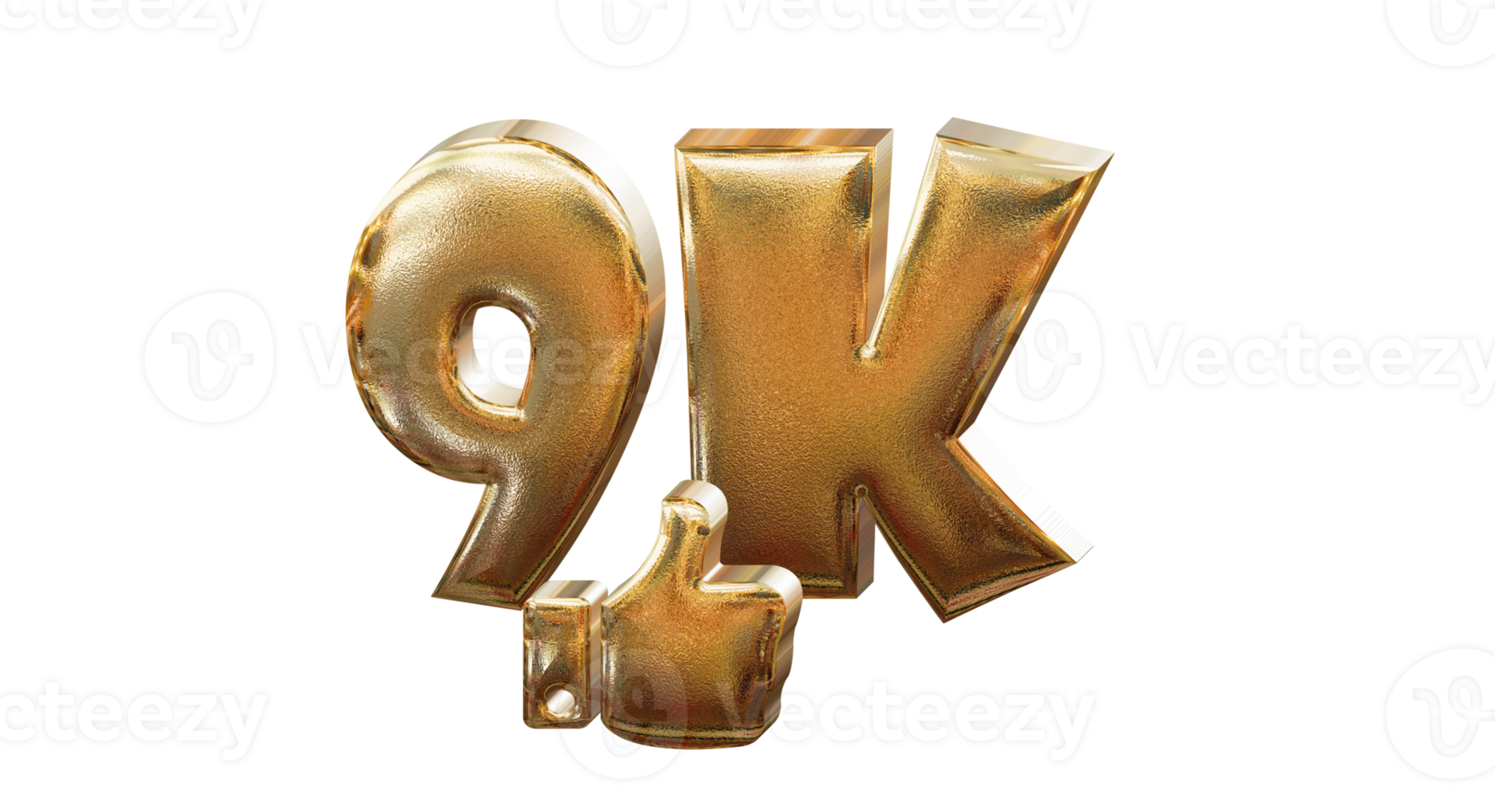 3d illustration 1 k gold number png