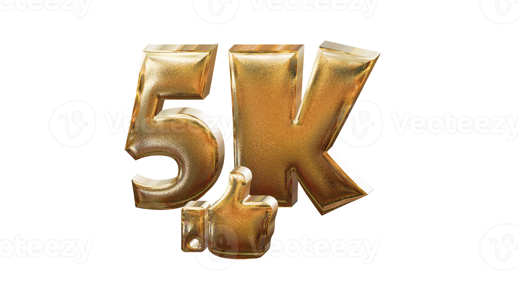 3d illustration 1 k gold number png