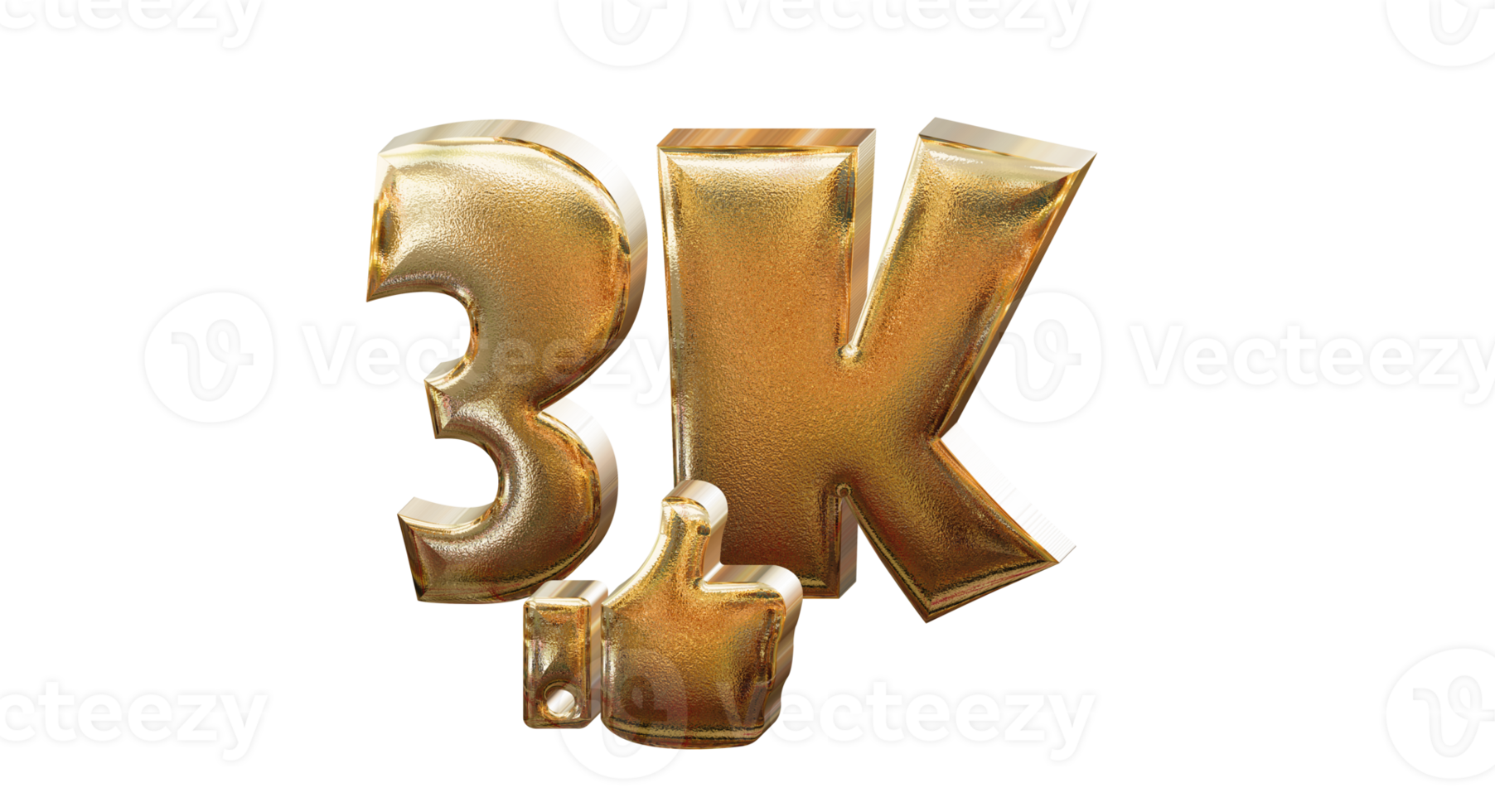 3d illustration 1 k gold number png