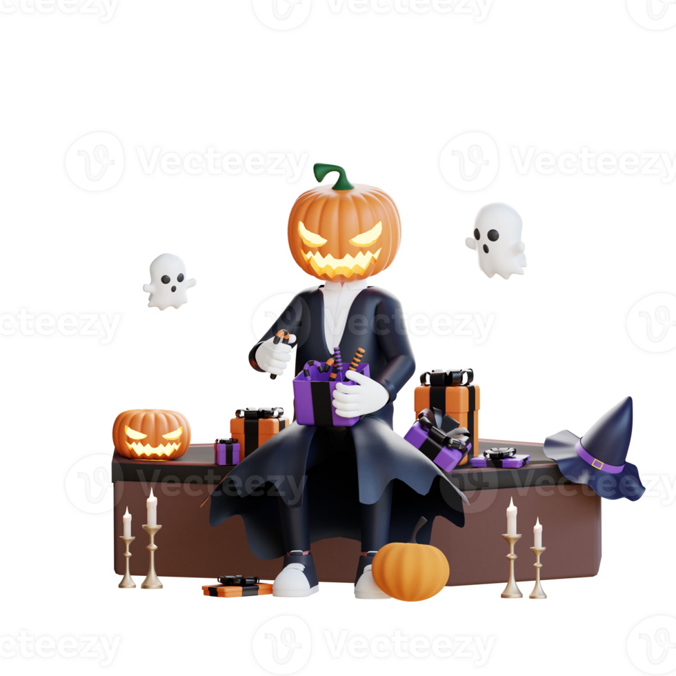 Halloween-Jack-Laternenillustration des Charakters 3d png