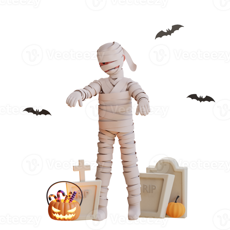 3D Character Halloween Mummy Illustration png