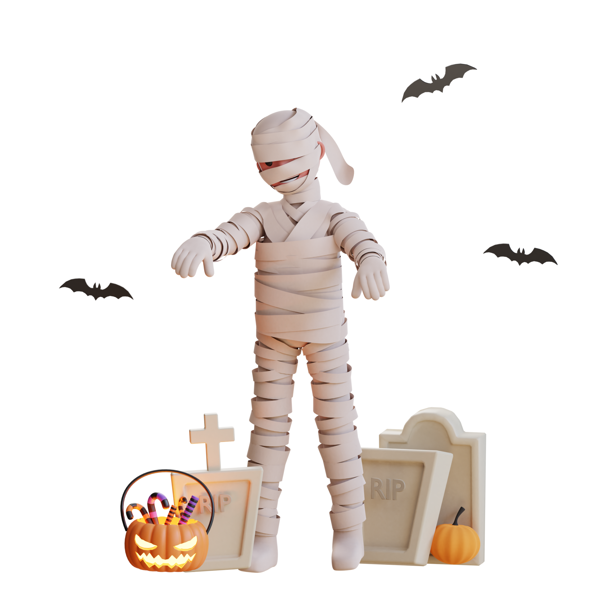 3D Character Halloween Mummy Illustration 12896266 PNG