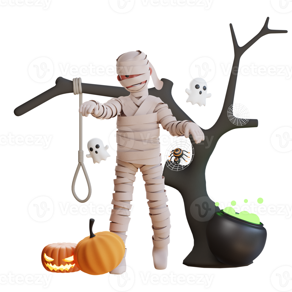 3D Character Halloween Mummy Illustration png