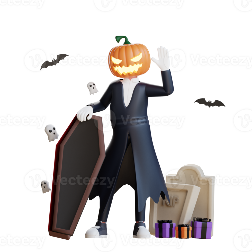 3D Character Halloween Jack Lantern Illustration png