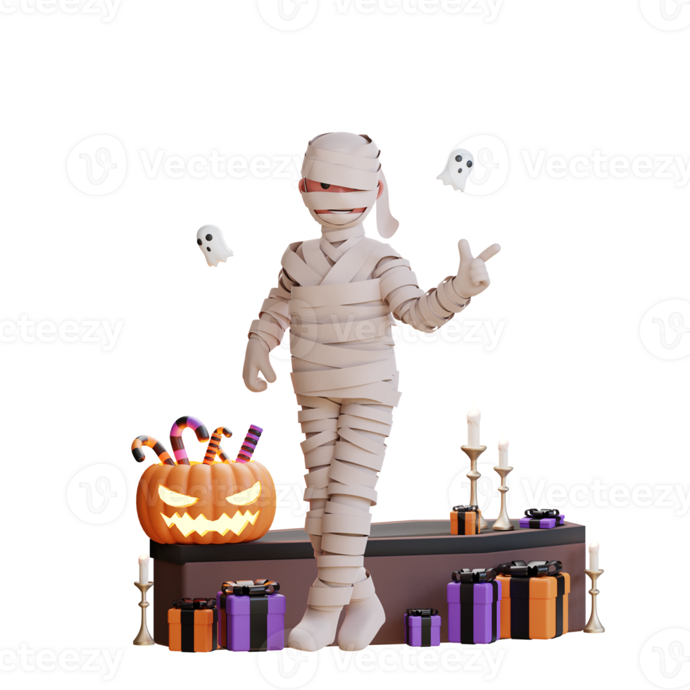3D Character Halloween Mummy Illustration png