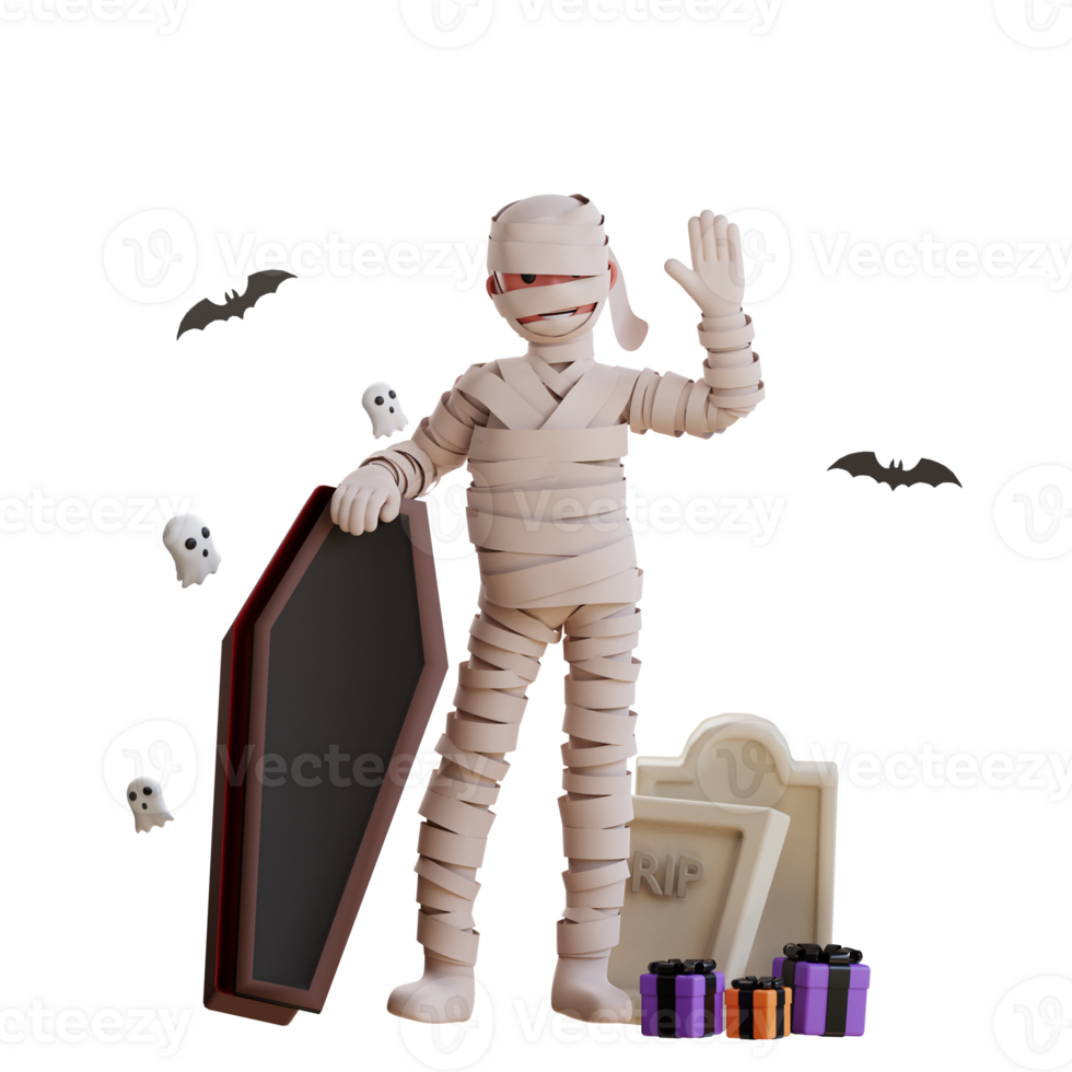 3D Character Halloween Mummy Illustration png