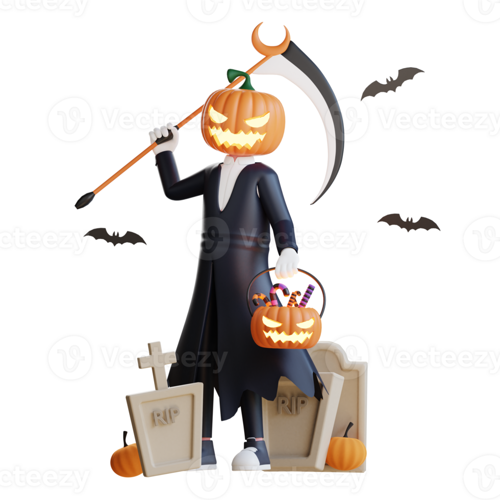 3D Character Halloween Jack Lantern Illustration png