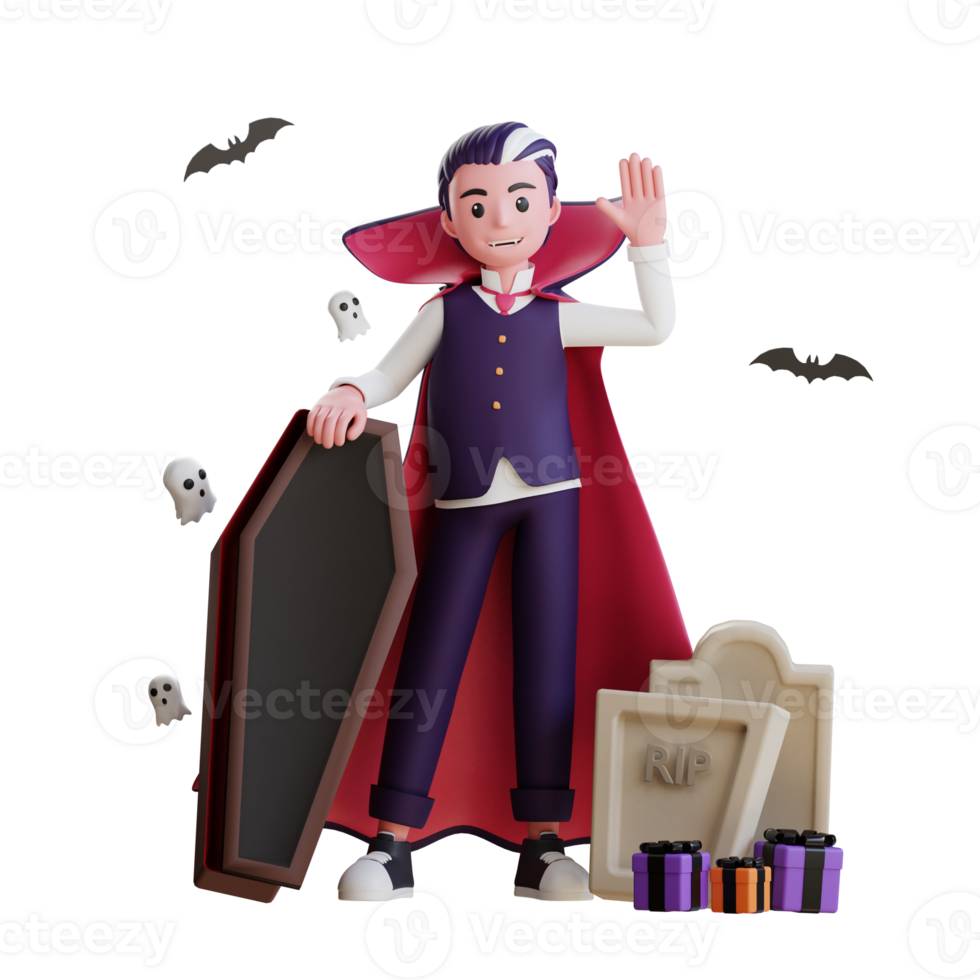 3D Character Halloween Vampire Illustration png