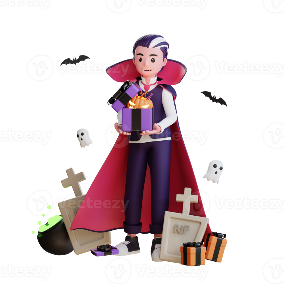 3D Character Halloween Vampire Illustration png