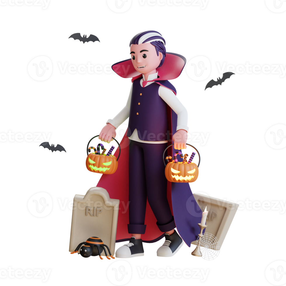 3D Character Halloween Vampire Illustration png