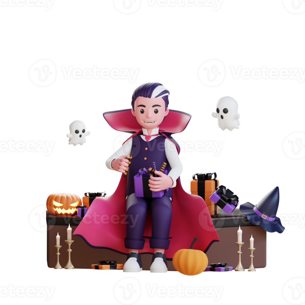 3D Character Halloween Vampire Illustration png