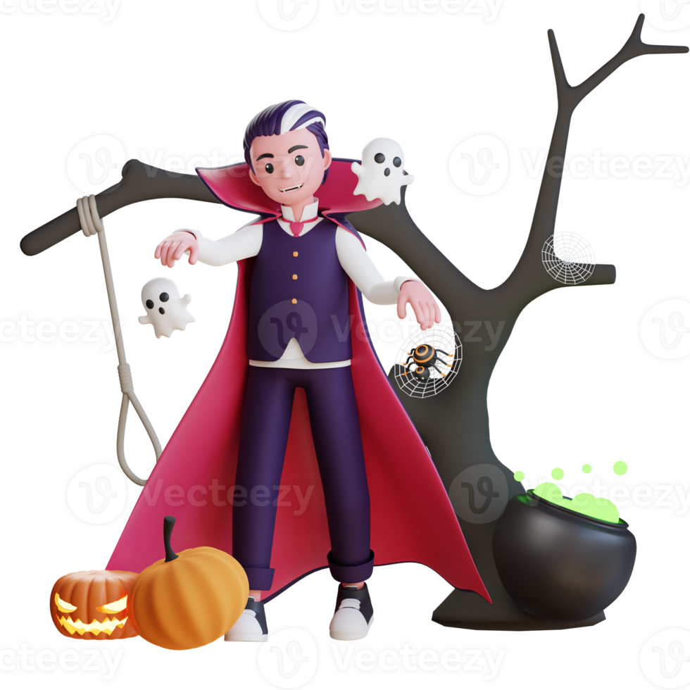 3D Character Halloween Vampire Illustration png