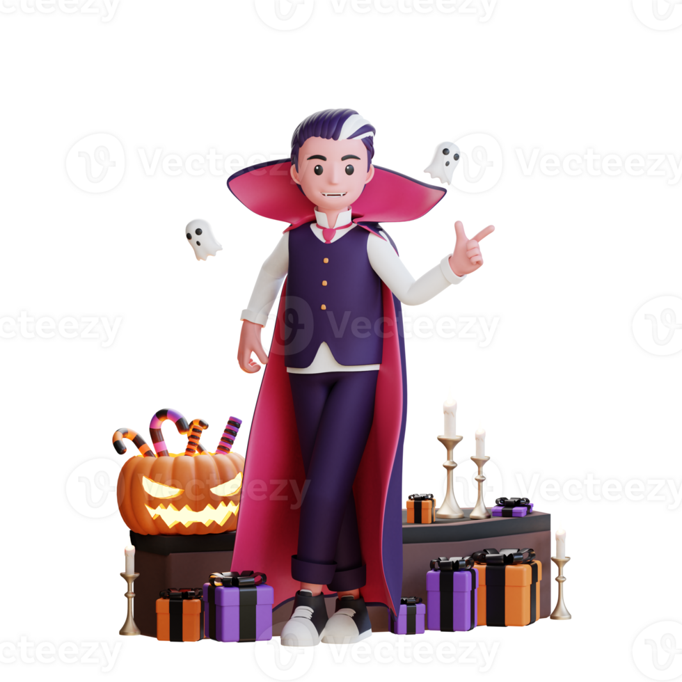 3D Character Halloween Vampire Illustration png