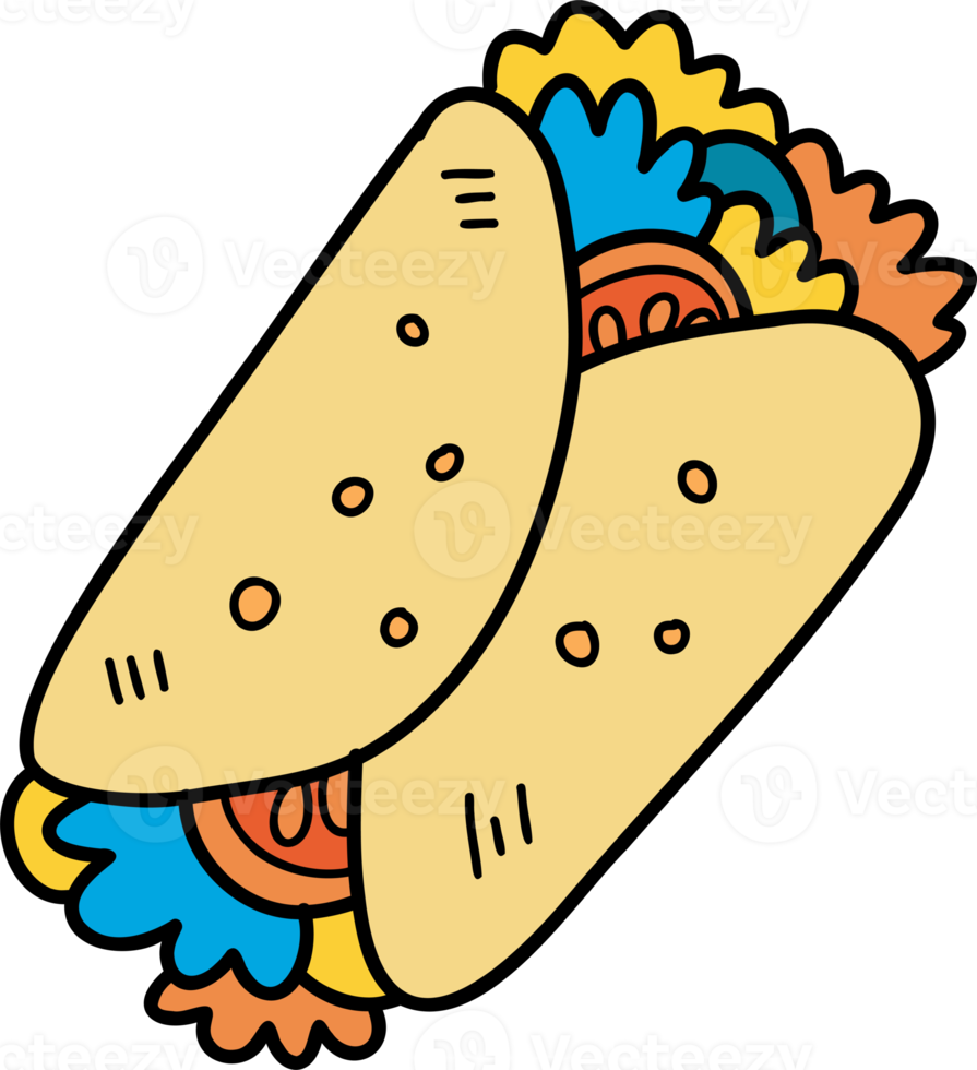 ilustração de burrito delicioso desenhado à mão png