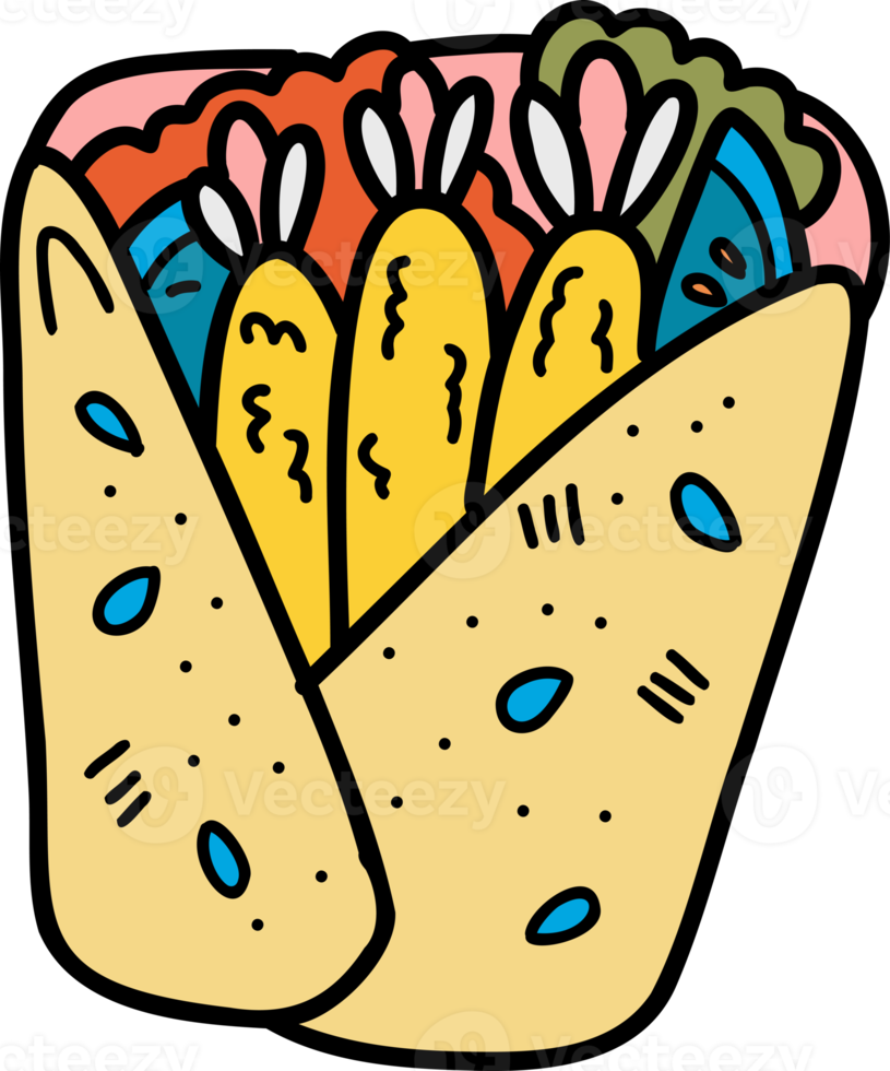 hand gezeichnete köstliche burritoillustration png