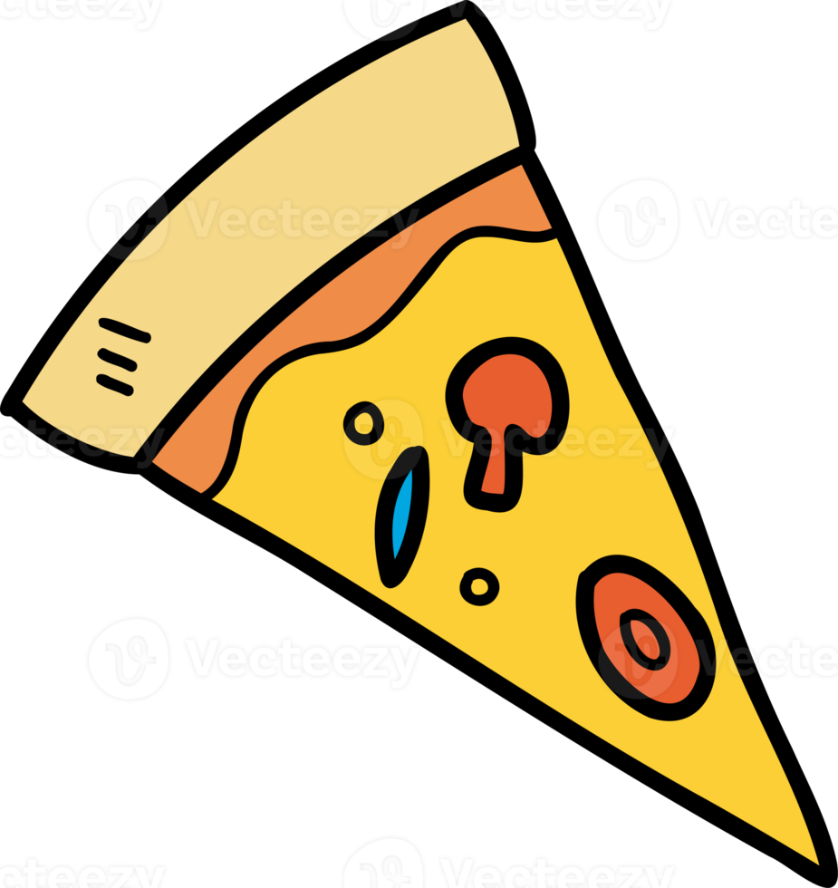 ilustração de pizza fatiada desenhada à mão png