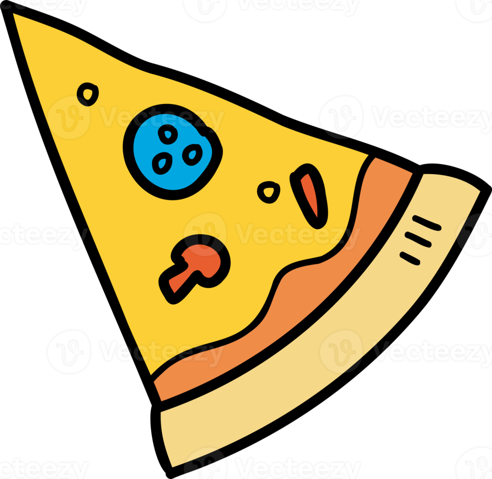 Hand Drawn sliced pizza illustration png