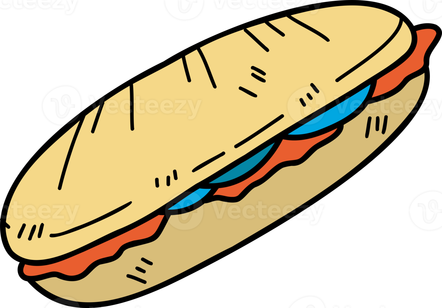 Hand Drawn delicious sandwich illustration png