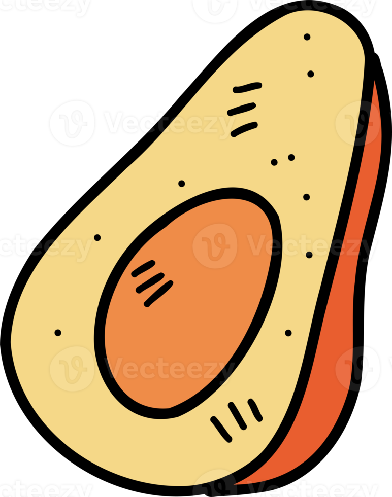 hand gezeichnete geschnittene avocadoillustration png