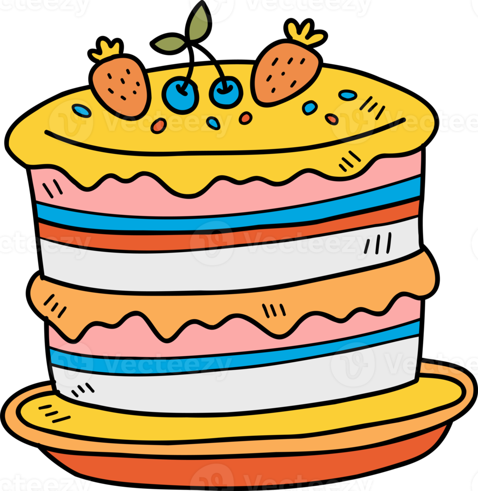 Hand Drawn delicious cake illustration png