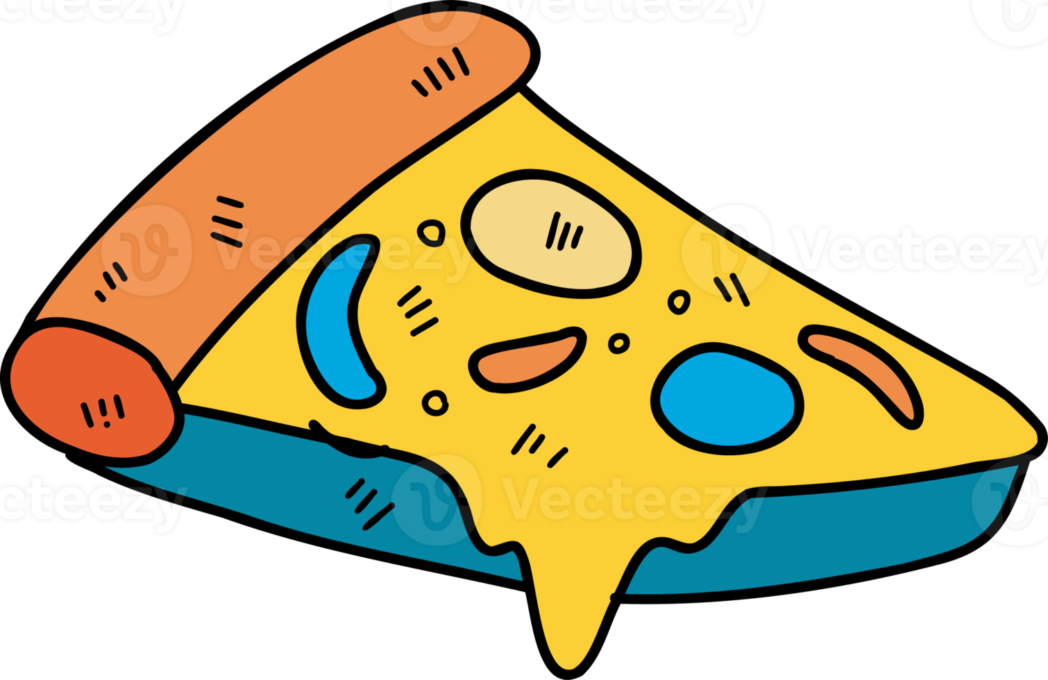 ilustração de pizza fatiada desenhada à mão png