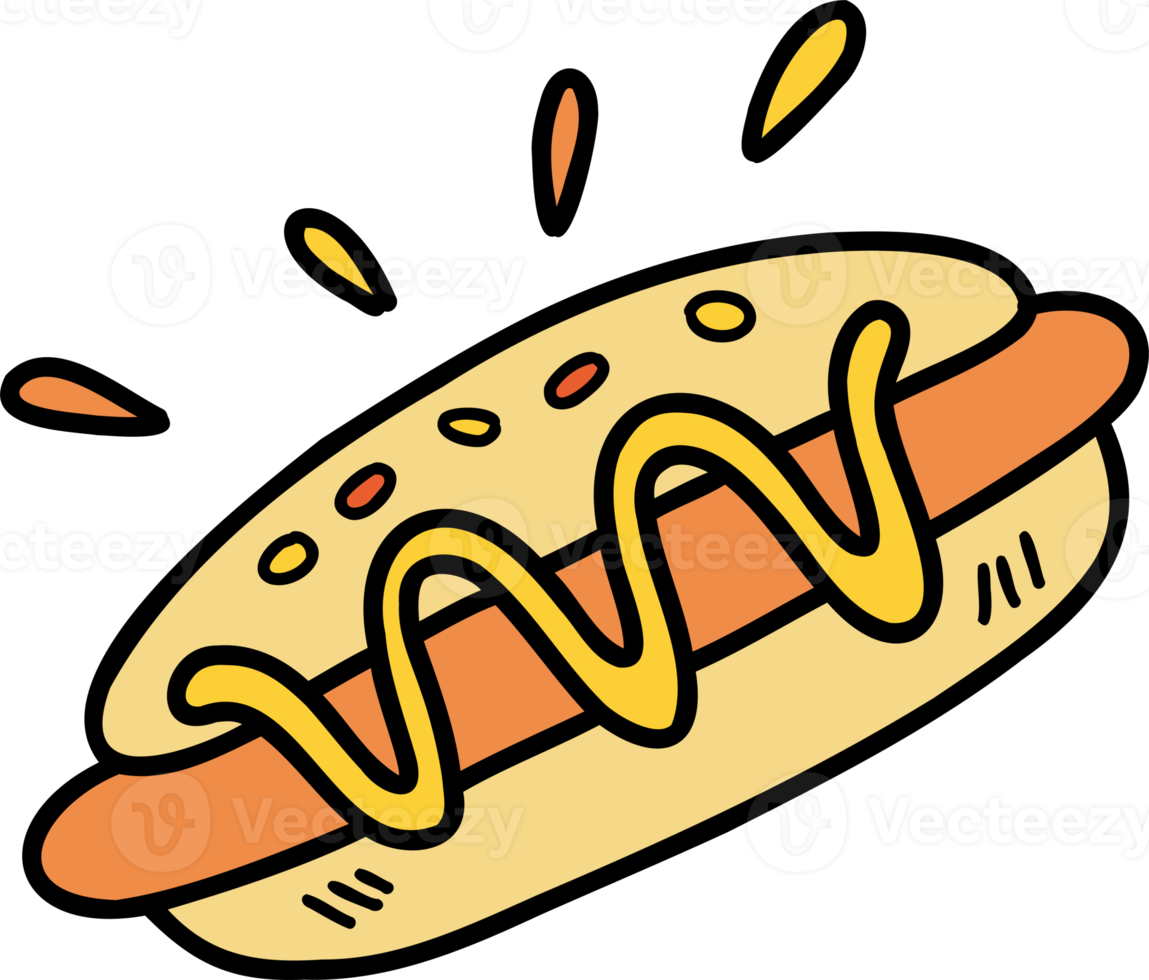 dibujado a mano deliciosa ilustración de pan de hot dog png