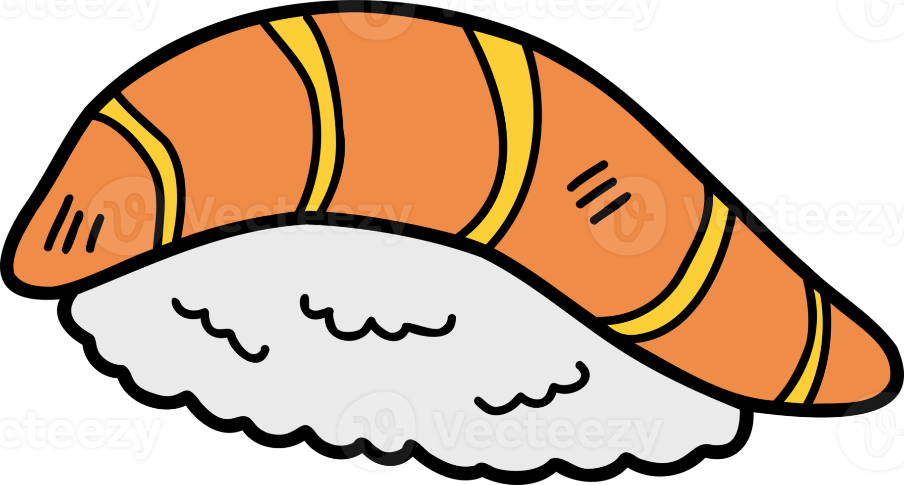 hand gezeichnete lachs-sushi-illustration png