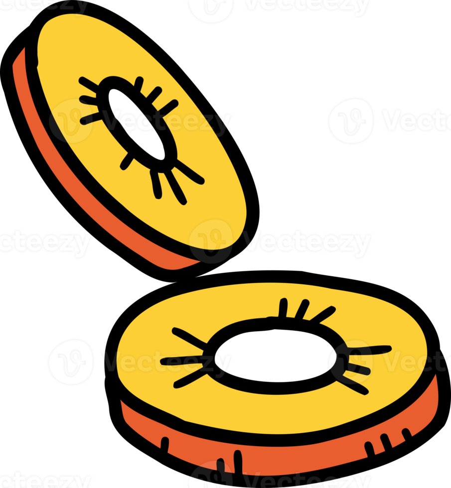 cebolla dibujada a mano cortada en anillos ilustración png