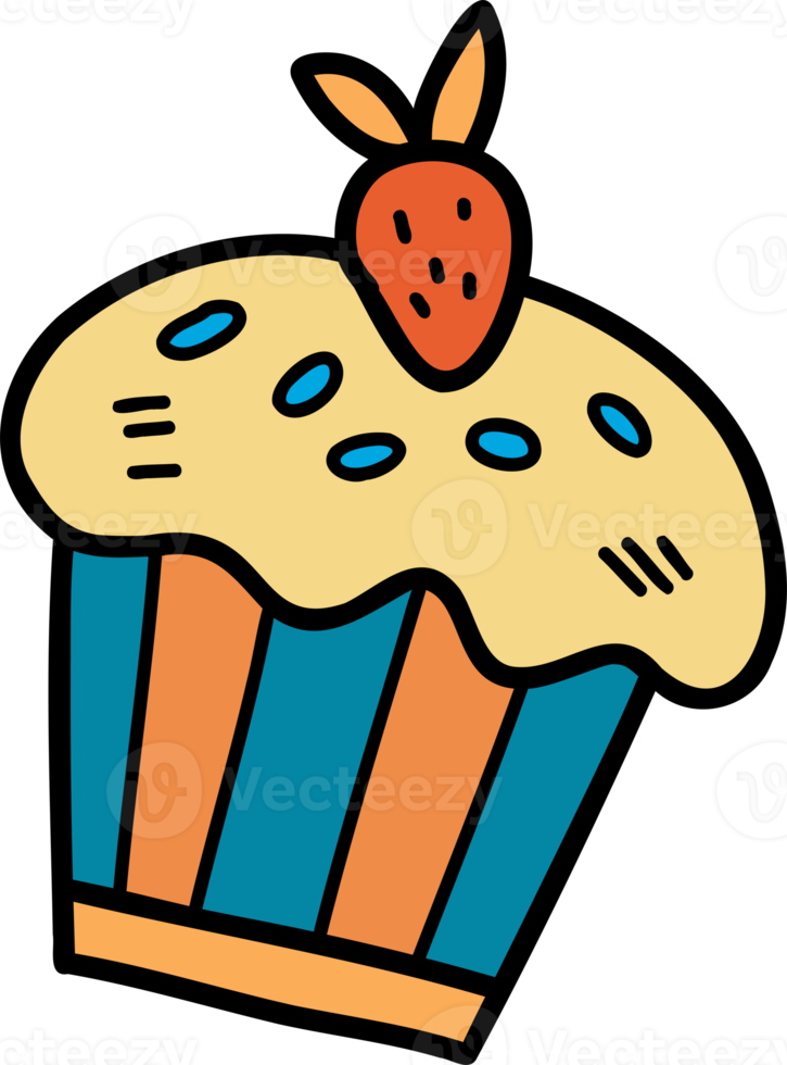 hand- getrokken cupcakes illustratie png