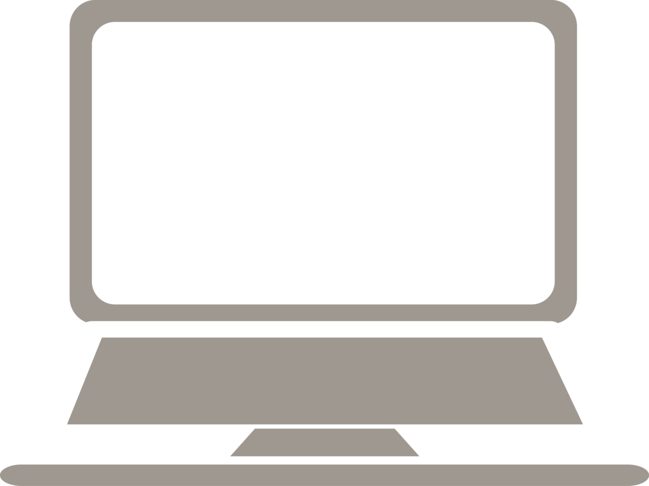 Laptop with blank screen monitor, element for decoration, technology png