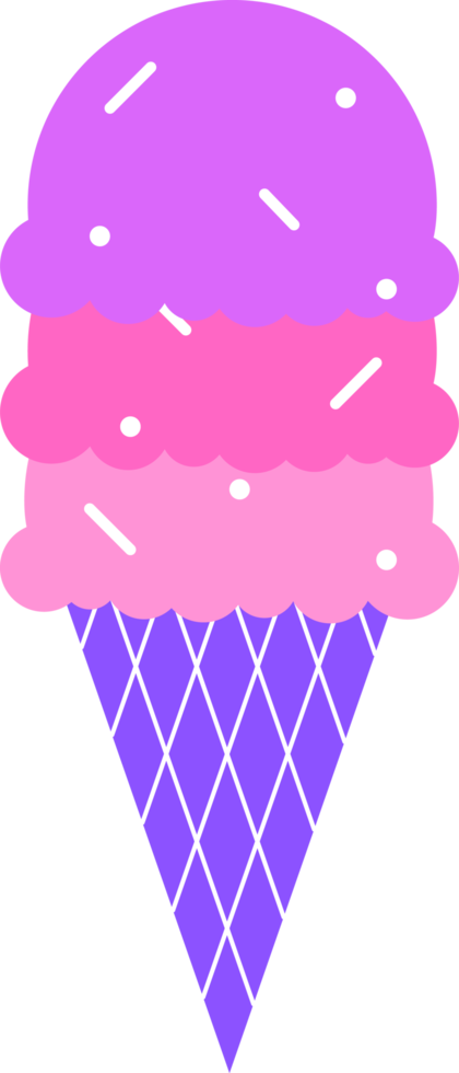 casquinha de sorvete sobremesa rosa roxo, elemento para decoração png