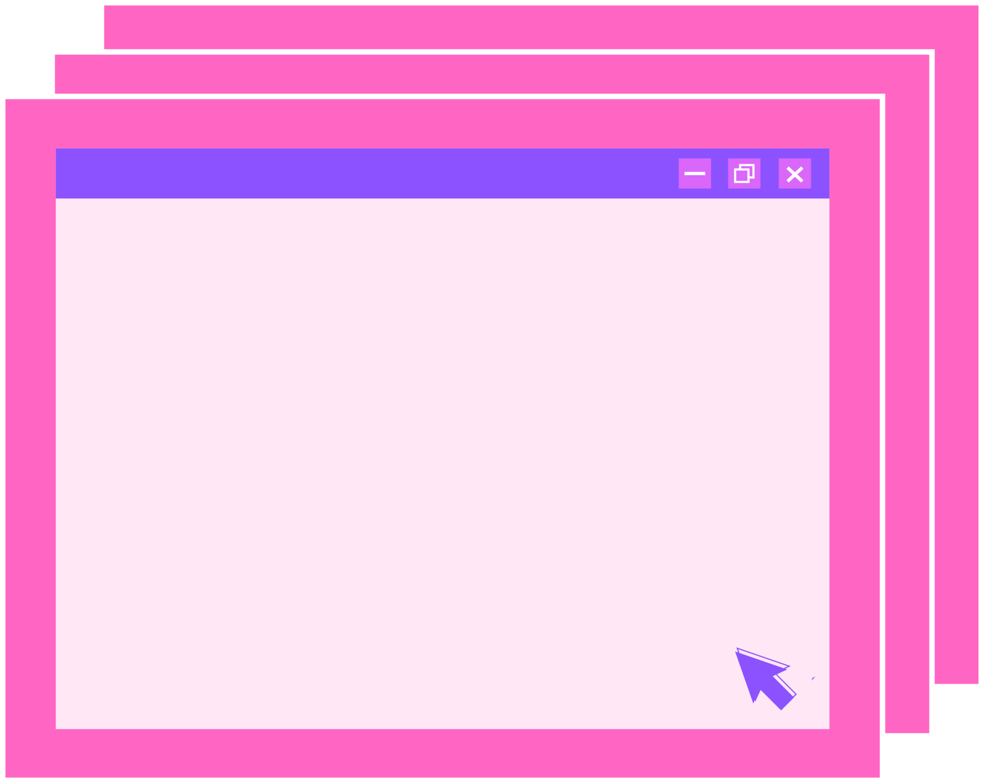 Pink frame computer window user interface for text, blank page, element