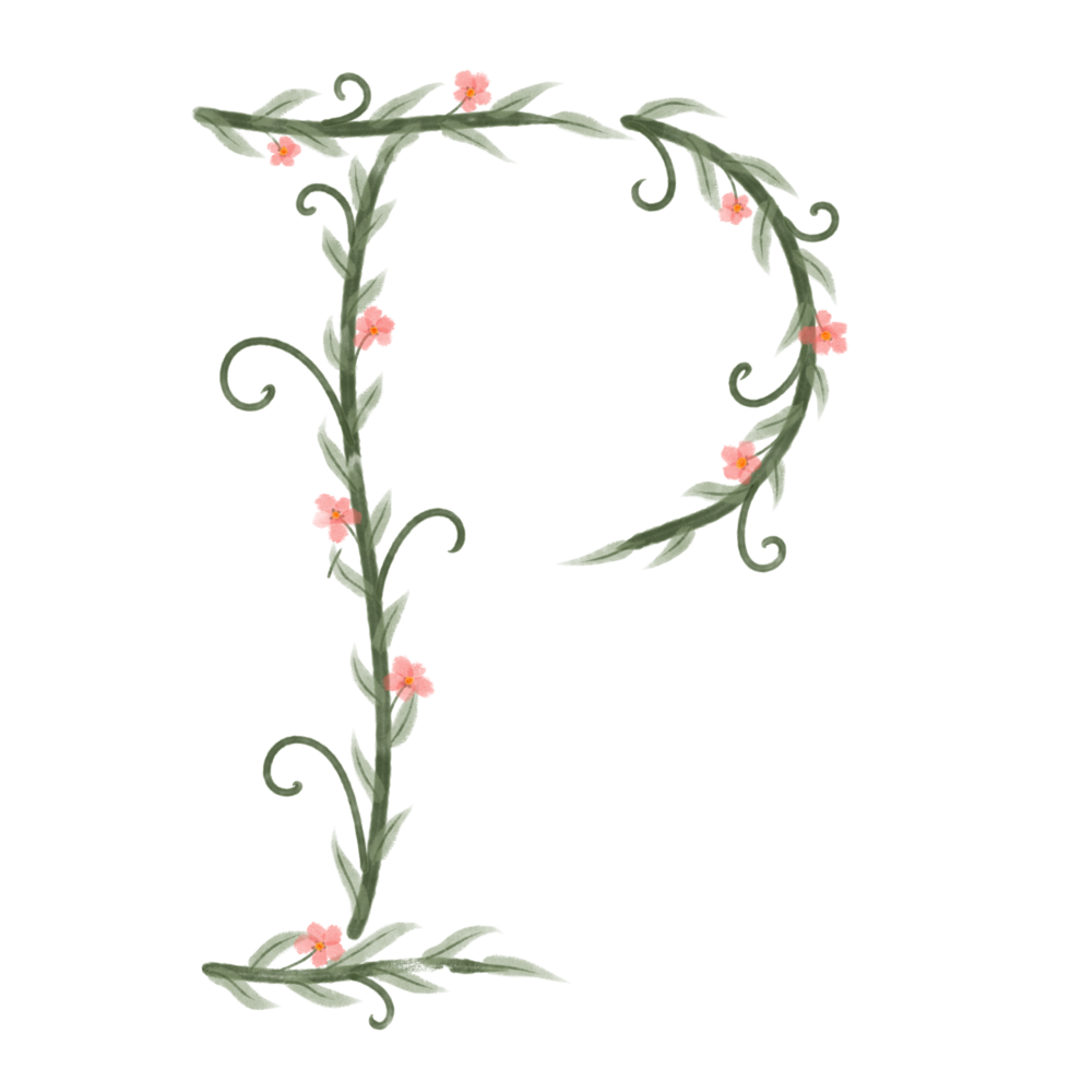 fuente del alfabeto floral png