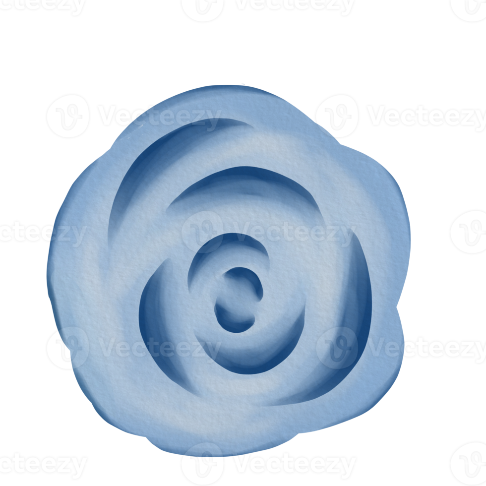 Watercolor dusty blue rose flower or floral illustration for wedding stationery, background ornament, greetings png