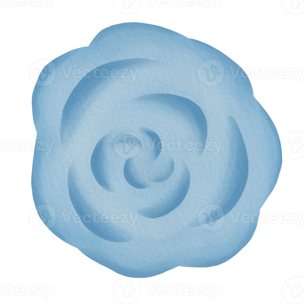 Watercolor dusty blue rose flower or floral illustration for wedding stationery, background ornament, greetings png