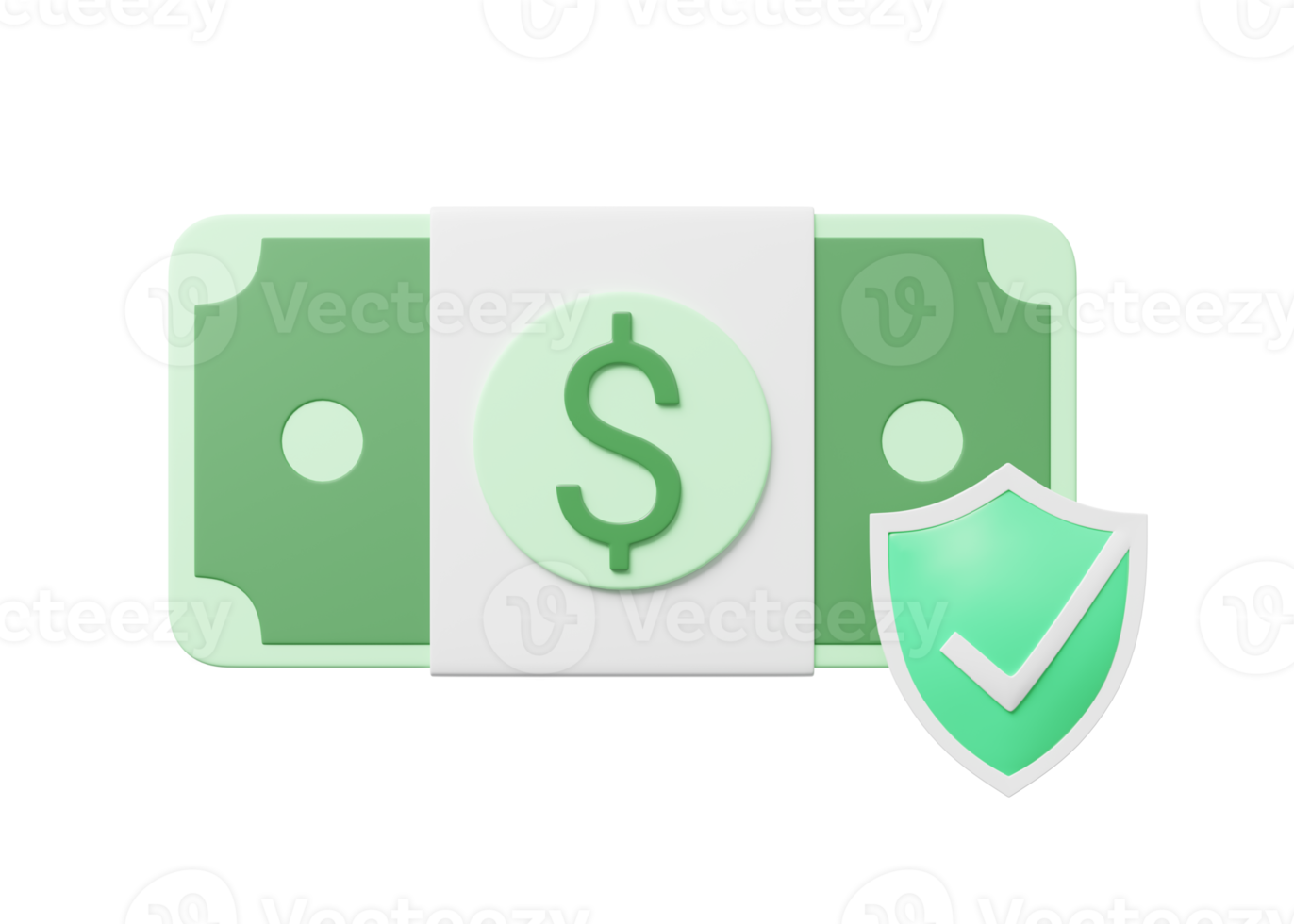 Bundles cash dollar or banknote, guardian shield, check security floating on transparent. Saving money, Mobile banking, Online payment, Technology protection concept. Cartoon icon minimal. 3d render png