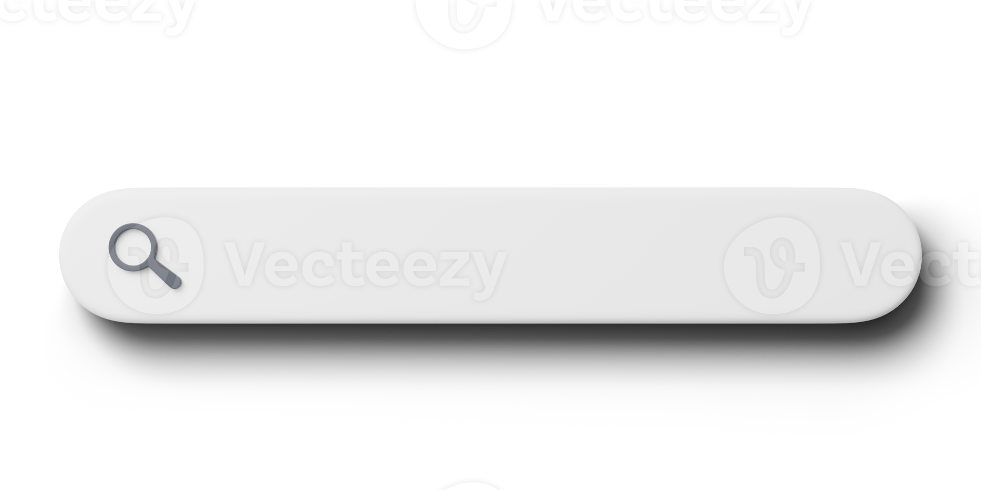 barra de pesquisa 3D. guia web vazia para texto, lupa isolada em transparente. pesquisa do navegador, encontrar, descoberta, conceito de pesquisa. estilo minimalista do ícone dos desenhos animados. elemento ui. ilustração de renderização 3D. png