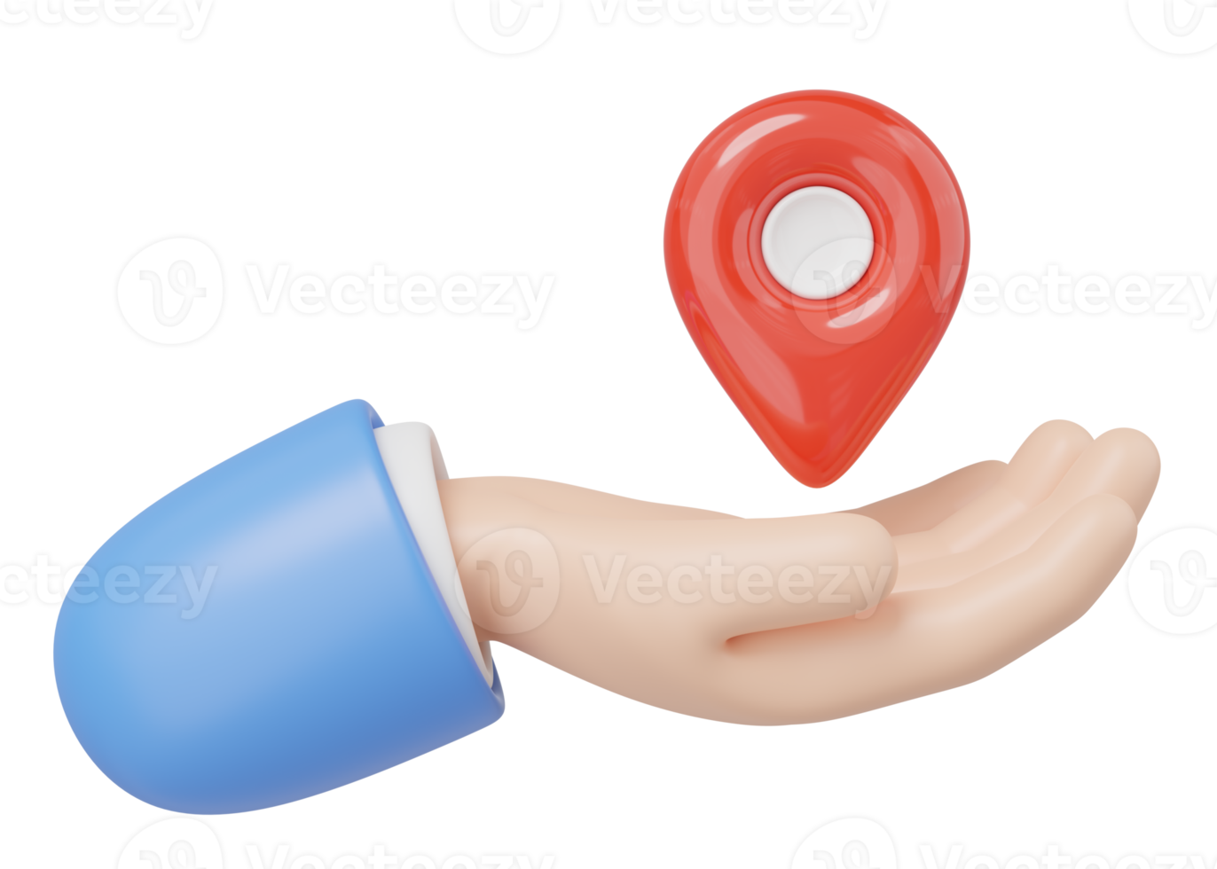 3d GPS navigator icon. Hand holding red location map pin. Plastic realistic checking points floating isolated on transparent.  Investment, mortgage, loan concept. Cartoon minimal icon. 3d render. png