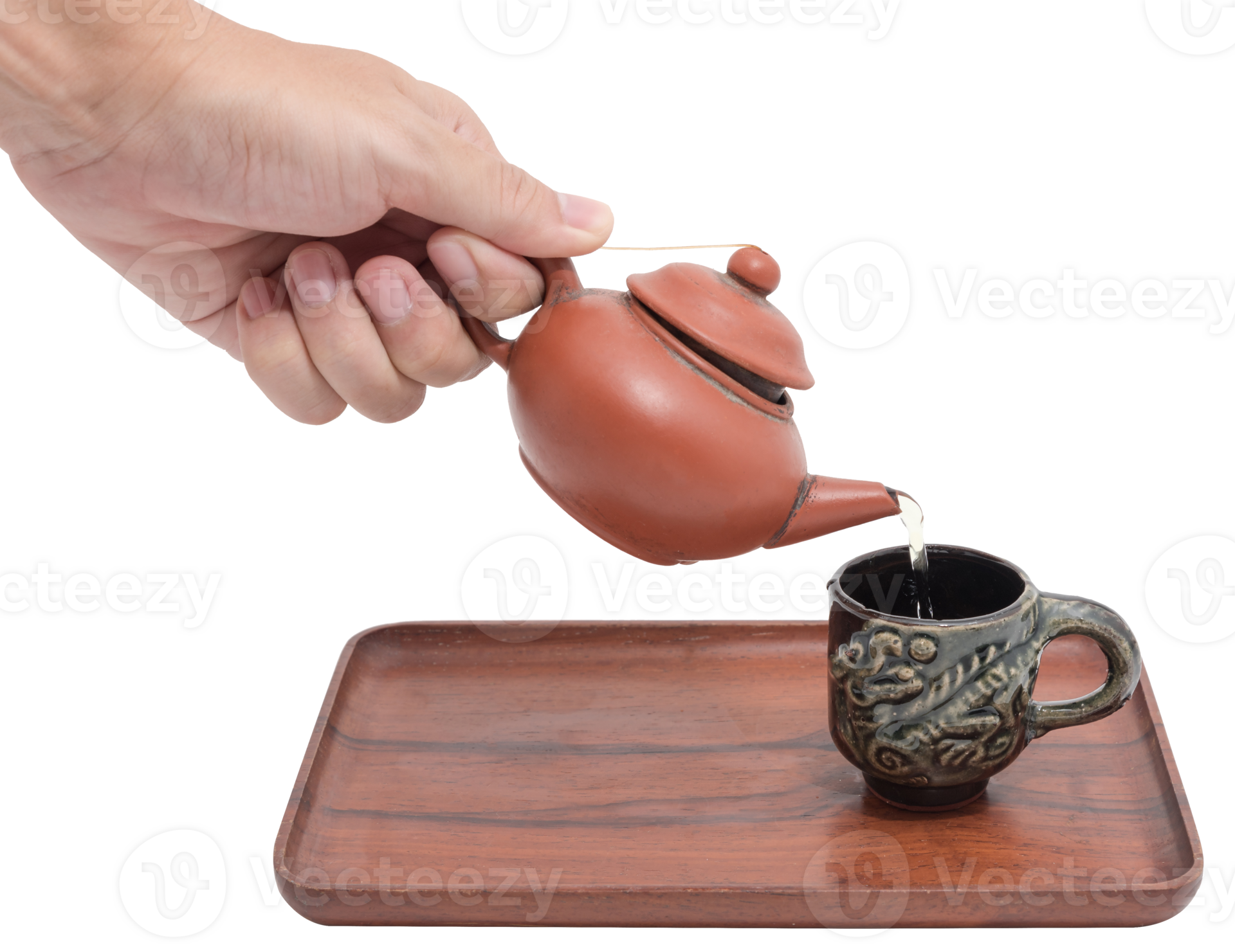 Hand holding chinese teapot isolated 12896712 PNG