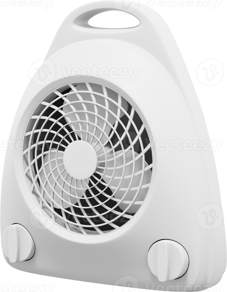 Electric fan heater.White PNG icon on transparent background. 3D rendering.