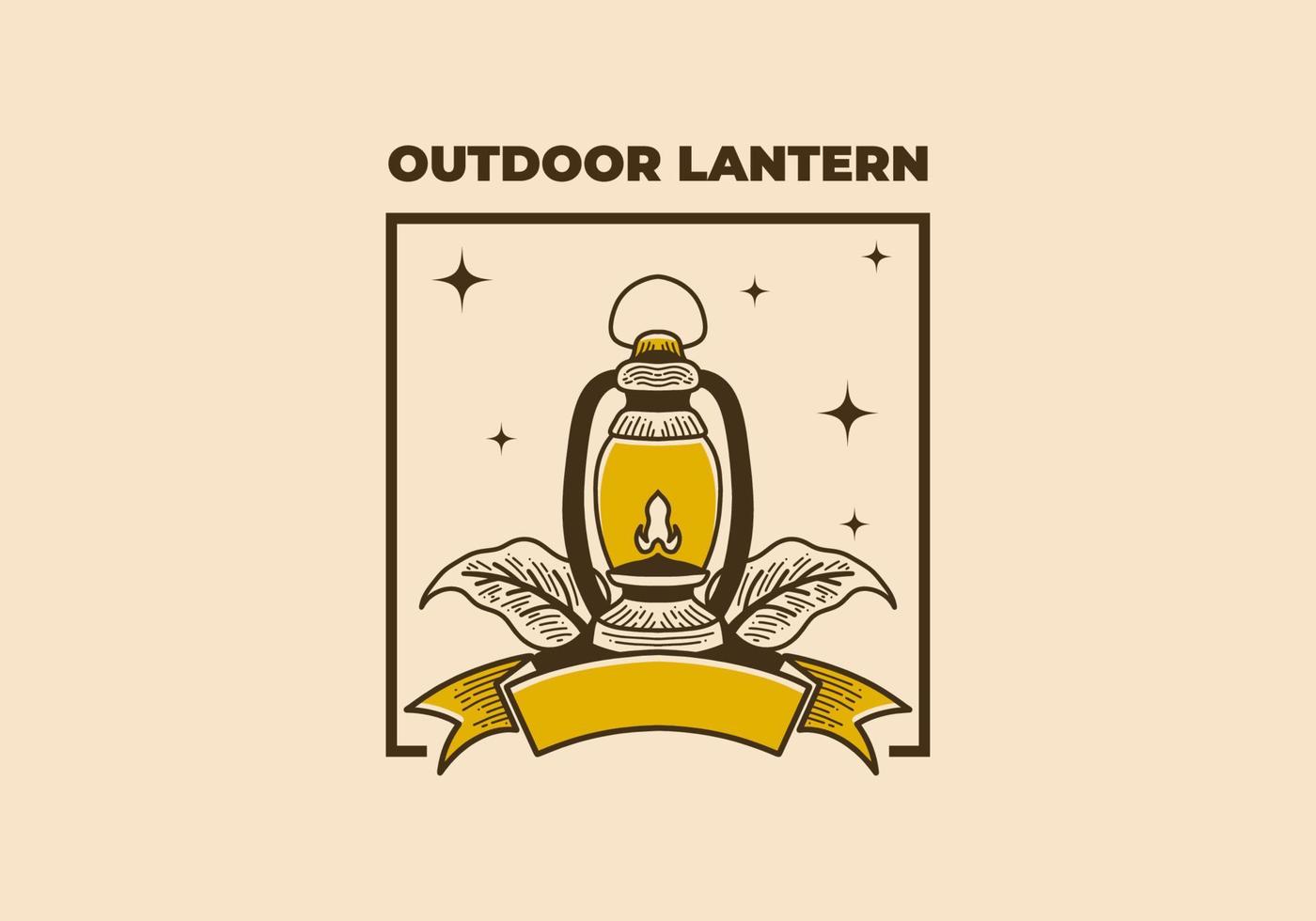 estilo vintage de linterna al aire libre con diseño de cinta vector