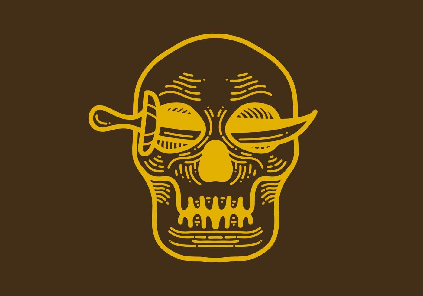 ilustración de estilo retro de una calavera y una espada vector