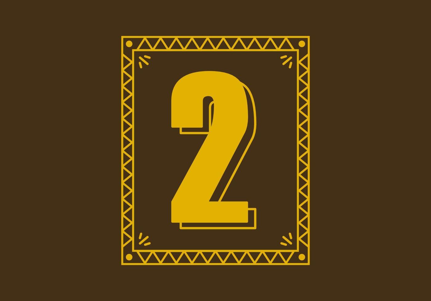 Number 2 in retro rectangle frame vector